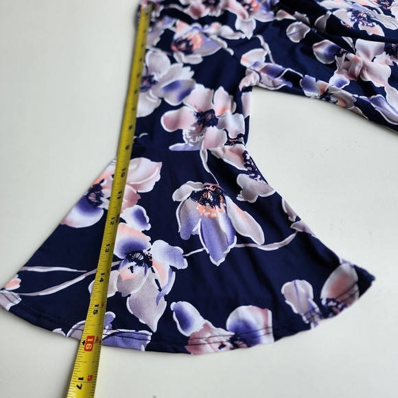 Espresso Womens Dress Floral Pink Blue Bell Sleeve Shift Boho Casual Stretch M - Picture 13 of 14